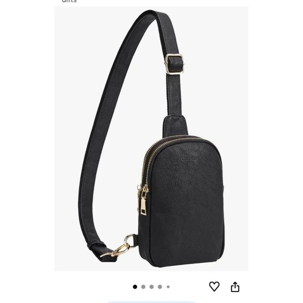 Coraldaisy Black Faux Leather Small Crossbody Sling Bag Pebbled Zipper - Picture 11 of 15